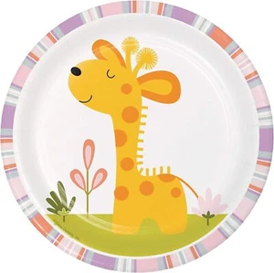Happi Jungle Safari Animals Baby Shower Party 7" Paper Dessert Plates GIRAFFE - Picture 1 of 1