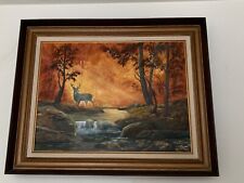 Beautiful oil painting of a Buck at a riverÂ 