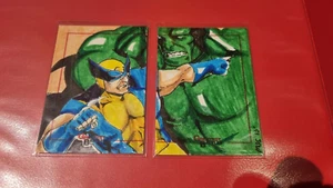 Marvel Greatest Battles Pair of Sketch cards Rittenhouse Wolverine and Hulk - Foto 1 di 6