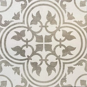 12x12 Flora Gray White Encaustic Patterned Ceramic Floor Wall Tile (BOX OF 10) - Picture 1 of 3