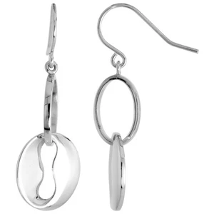 Orecchini Pendenti In Argento Sterling Con Finitura Lucida E Taglio Ovale - Foto 1 di 2