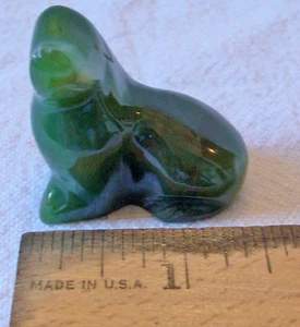 1 1/2" JADE VERDE ALASKA TALLA LEÓN MARINO DE JADE CANADIENSE NEFRITA - Imagen 1 de 7