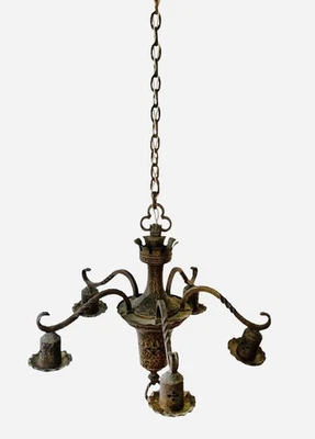 Lámpara colgante de latón martillado vintage lámpara caza albergue pub castillo Foto 1 de 4