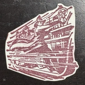 Vintage Feuerwehrmänner hängend auf Gummistempel Klammerhalterung - Bild 1 von 3