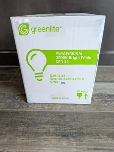 Greenlite Case 24-4 packs (96) Bulbs 9W 60W Equivalent Light Bulbs 800 Lumens - Picture 1 of 9