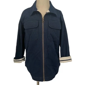 NWT Crew Cuts Boy's Navy Zip-Up Jacket Size 6-7 Elbow Patches Nautical Flip - Picture 1 of 12