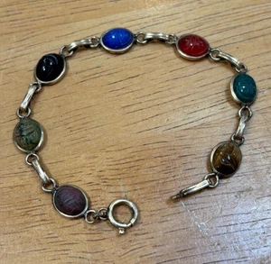 Vintage 12k gf Skarabäus graviert edles Carbochon Gliederarmband - Bild 1 von 4