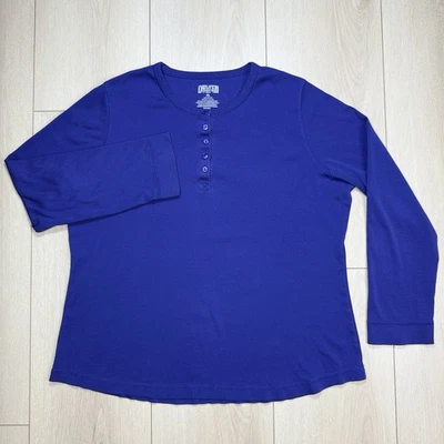 Duluth Trading Co Women’s XL Long Sleeve Henley Shirt Purple 100% Cotton - Image 1 of 4