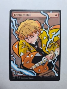 LIGHTNING BOLT ZENITSU DEMON SLAYER MAGIC GATHERING ALTERED ART HAND PAINT - Picture 1 of 12