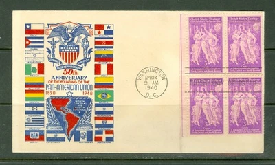 USA #895 BLOCK OF 4 WASHINGTON APR 14 1940 STAELE CACHET FDC - Image 1 of 2