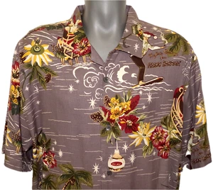 NUEVO CON ETIQUETAS Tommy Bahama XL 100% Seda Navidad Vacaciones Tema Campamento Camisa $118 - Imagen 1 de 10