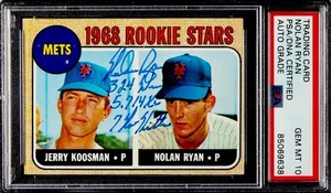 1968 Topps #177 Nolan Ryan Signed Rookie RC w/ 3 INSCRIPTIONS SHARP PSA 10 AUTO - Picture 1 of 2