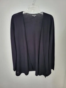 Eileen Fisher Damen Medium vorne offen schwarz Wolle Cardigan Langarm fließender Saum - Bild 1 von 6
