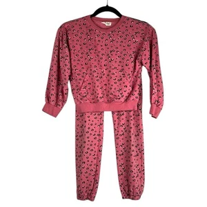 Jessica Simpson Girl's 2 Piece Pink Leopard Sweatshirt and Sweatpants Size 7/8 - Picture 1 of 8
