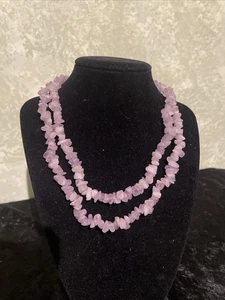 Beautiful Vintage Natural Light Pu Amethyst Crystal Chip Necklace  35in / 82.8g - Picture 1 of 8