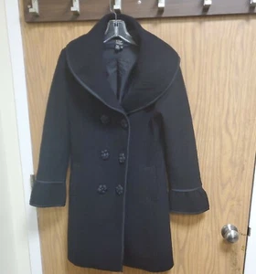 CoVelo Black Wool Coat with clustered buttons details Sz S - Picture 1 of 9
