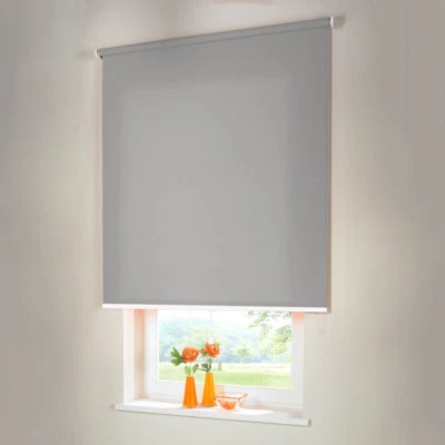 Sichtschutzrollo Mittelzugrollo Springrollo Rollo - Höhe 190 cm grau - Bild 1 von 3