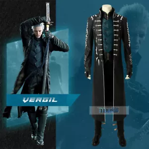 Devil May Cry 5 Vergil Windbreaker Vest Pants Gloves Suit Cosplay Clothes Gifts - Picture 1 of 11