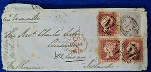 1857 GB USED ABROAD MALTA “M” Cancel QV Letter (9d Rate) -Ireland + wax seal - Picture 1 of 8