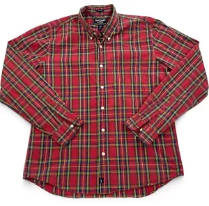 Abercrombie & Fitch Red Plaid Button Down Shirt Men's Large L - Picture 1 of 7