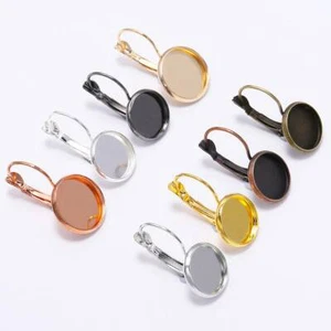 10pcs French Ear Hook Cabochon Setting Base Cup Earring Post 8mm~25mm Findings - Picture 1 of 12