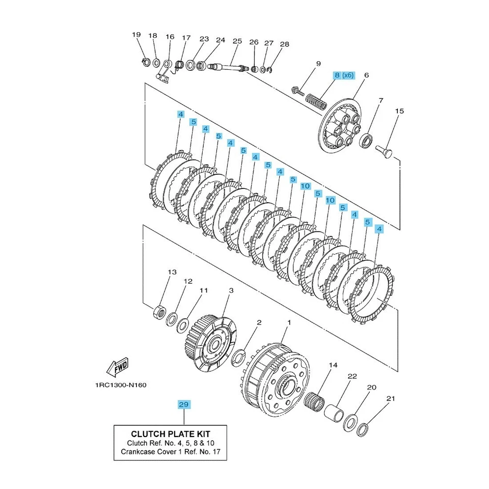 YAMAHA FZ09 2014-2015 Kit de placa de embrague original 1RC-W001G-00-00 OEM Foto 1 de 2