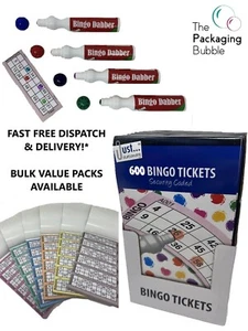 600 Jumbo Bingo Tickets Security Coded Perforated Fun Game Bingo Dabbers Large - Picture 1 of 12