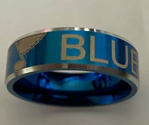 Anello in titanio blu St. Louis Blues, diversi stili, a scelta, **Regalo gratuito** - Foto 1 di 5