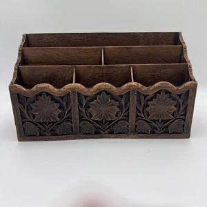 Vtg 1960’s David Lerner Faux Wood MCM Desk Caddy Box Organizer Polynesian Lette - Picture 1 of 5