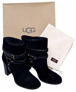 Botas al tobillo UGG negras de gamuza dandridge (E) tacón alto hebilladas para mujer Reino Unido 8,5 - Imagen 1 de 18