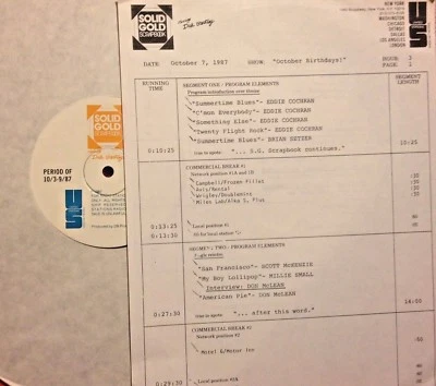 RADIO SHOW:B'DAYS 10/7/87 MUSIC & INTERVIEWS w/LINDSEY BUCKINGHAM (2),DON McLEAN - Image 1 of 2