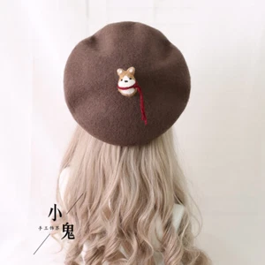 Handarbeit WOLLFASER Mütze japanische Lolita Mädchen süß warm Baskenmütze Malermütze #1 - Bild 1 von 1
