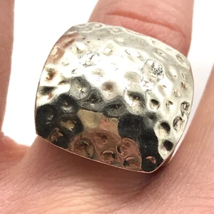 Anillo ancho grueso modernista diseño martillado plata esterlina 925 vintage talla 6 - Imagen 1 de 5