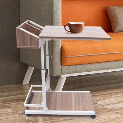 Adjustable Height Laptop Desk Rolling Bedside Table Computer Over Bed Standing - Image 1 of 4