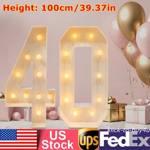 39"in H 40 Birthday Number Lights Marquee Light up Numbers 40th Birthday Decor - Picture 1 of 18