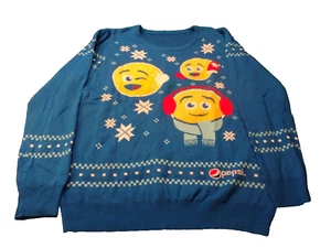 Men's Pepsi Cola Logo Holiday Ugly Sweater Blue Snowflake Emoji Size XL - Picture 1 of 17