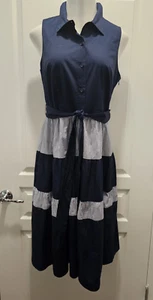 JESSICA HOWARD NAVY AND WHITE DRESS SIZE 12 - Picture 1 of 4