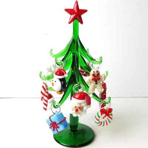 Artesanía de cristal de Murano hecha a mano árbol de Navidad estatuillas adornos hogar - Imagen 1 de 8