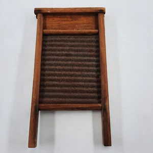 Washboard Metal Ribbed Wood Small 14x8 Inches Antique Unbranded Excellent Cond - Picture 1 of 15