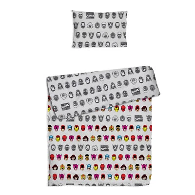 Juego de ropa de cama reversible con funda de edredón individual de Marvel Comics Faces Foto 1 de 4