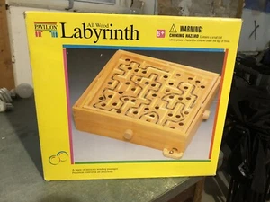 Vintage Pavilion All Wood Labyrinth Board Game Maze Tilt Original Box - Picture 1 of 2