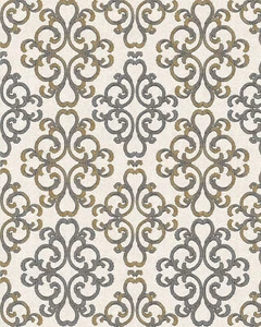 Papel pintado barroco EDEM 85037BR33 con acentos metálicos crema platino oro 5,33 m2 - Imagen 1 de 5