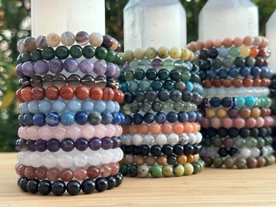 Grado A++ 80 Tipos Pulseras de Cuentas de Piedras Preciosas, Cristales Genuinos Cuentas Piedra Pulsera Foto 1 de 4