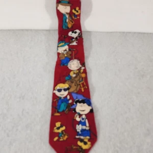 Cravatta uomo vintage Snoopy & Friends arachidi rossa fumetto Charlie marrone - Foto 1 di 8