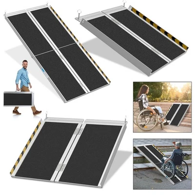 Rollstuhlrampe Klapprampe Faltbar Auffahrrampe Alu Rampe Auffahrschiene Klappbar - Bild 1 von 4