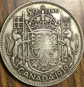 1939 CANADA SILVER 50 CENTS - Picture 1 of 2