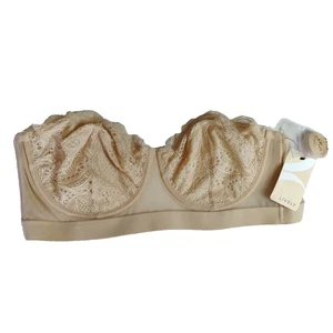 Nuevo con etiquetas Sujetador sin tirantes de encaje animado 34DDD malla con aros correa opción almendra tostada - Imagen 1 de 10