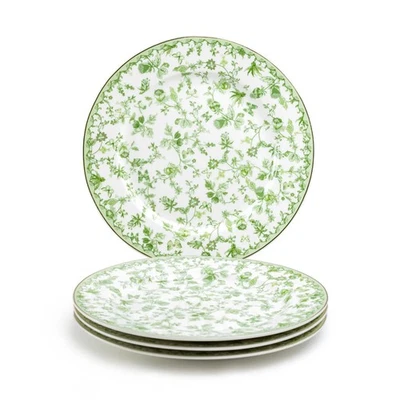 Juego de 4 platos de cena de porcelana fina Grace Teaware Greeny Garden de 10,5" Foto 1 de 4