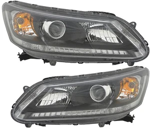 For Honda Accord 2013-2015 4D EXEX-LLX.Sport Halogen Headlights Pair with Bulbs - Picture 1 of 8