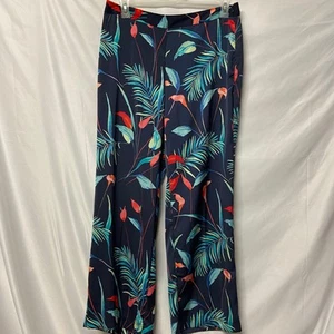 Pantalones Pantalones Liz Claiborne Florales Talla M Fluidos Sueltos Tropicales Azul Hawaiano - Imagen 1 de 13